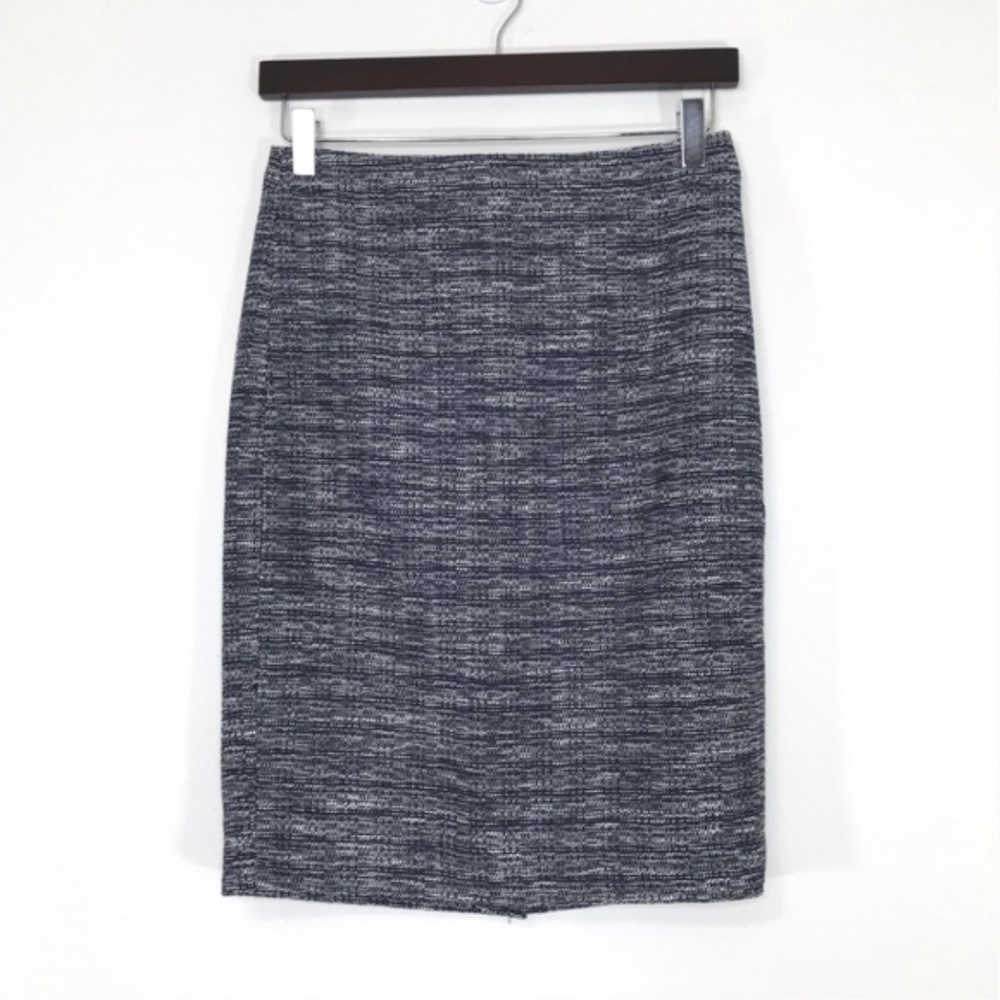 NWT - $89 J. Crew Factory Women's Navy Tweed Pencil Zip Skirt - Lined - Sz 6